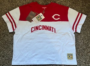 NEW Mitchell & Ness Cincinnati Reds Women's Yoke Crop Top T-Shirt (Medium) - Picture 1 of 3