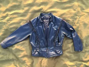 Vintage Wilson fringed leather jacket mens Large MEDIUM Black Back Belted - Picture 1 of 21