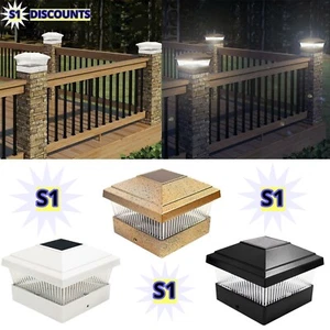 Solar Außen Angetriebene LED Deck Pfosten Leuchte Gartenkappe Quadratischer Zaun Lampe Säule - Bild 1 von 6