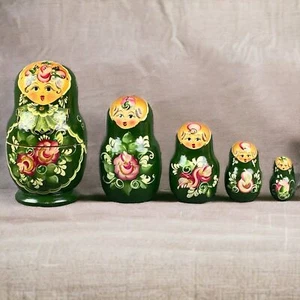 Original Russian Nesting Dolls 6.25" 5 Piece Set MATRYOSHKA (Signed) - Picture 1 of 9