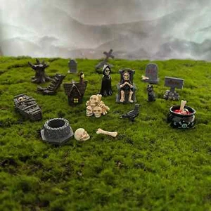 Diorama Miniature Model Gothic Tombstone Haunted House Scene Prop Model Toy - Picture 1 of 36