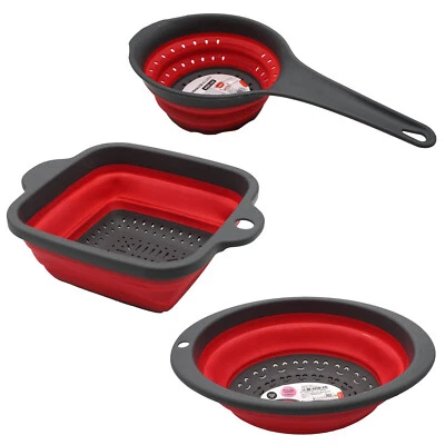 3er Set Silicona Colador Plegable Colador de Pasta Cocina Ahorra Espacio - Imagen 1 de 4