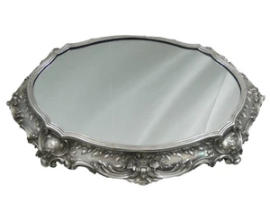 MAGNIFICENT ANTIQUE 800 SILVER LARGE PLATEAU w. MIRROR, CENTERPIECE sterling 19c - Picture 1 of 24