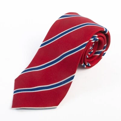 Corneliani Blue on Red Striped Silk Tie 29353 Foto 1 de 2