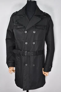 Energie Gold Black Trench Coat Jacket Men's size XL - Picture 1 of 12