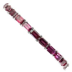 Sterling Silver Bracelet Rhodolite Genuine Natural Gems Slider Up to 9 Inch - Picture 1 of 24