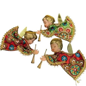 Vintage Christmas Ornaments angels Hong Kong 60s bundle x3 Kitsch retro - Picture 1 of 8