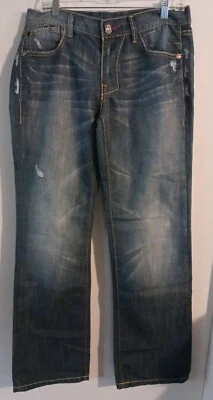 Pantalones de mezclilla Monarchy para hombre 33x32 azul lavado oscuro desgastado patinador grunge Y2K Foto 1 de 4