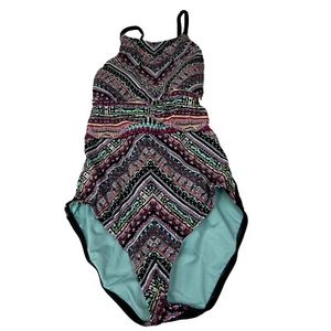 NEW Mossimo One Piece Swimsuit Size Small Berry Purple Black No Wire #0652 - Picture 1 of 3