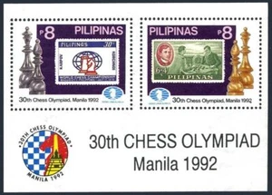 Philippines 2154 sheet, MNH. Mi 2156-2157 Bl.45. Chess Olympiad, 1992. Stamps. - Picture 1 of 1