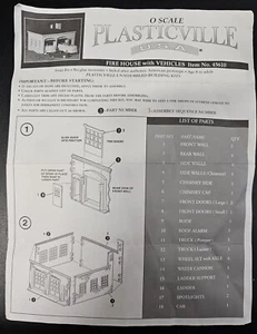 BACHMANN PLASTICVILLE O SCALE FIREHOUSE ITEM 45610 USED MINT NO BOX W/VEHICLES - Picture 1 of 11