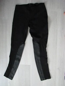 J Crew Riding Pants Leather Trim Black Womens Size S 10 T Stretch Zip In Back - Picture 1 of 3