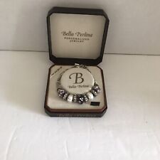 Bella Perlina Charm Bracelet Purple White Crystal Bead Lobster Claw Retail $125
