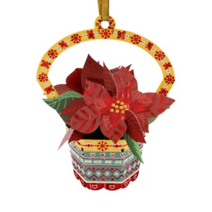 3D POP UP CHRISTMAS YULE GREETING CARD Poinsettia BAUBLE DECORATION SANTORO - Picture 1 of 1