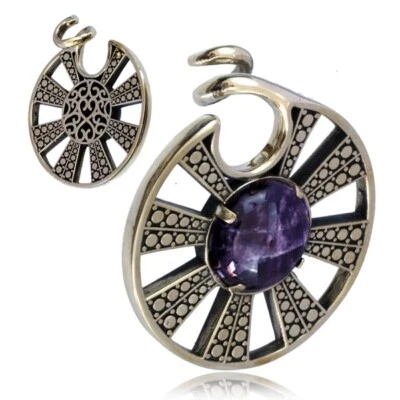 PAIR 6g (4mm) EAR WEIGHTS BRASS & STONE GAUGES EARRINGS PLUGS TALONS PLUGS  - Image 1 of 4