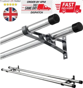 Doble Cortina 2,5 cm Varilla con Extremos de Tapa 76-332 cm Poste de Cortina para Salón - Imagen 1 de 8