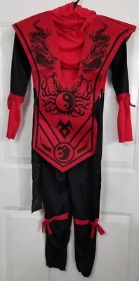 Nuevo Disfraz Sin Etiquetas Niños Rojo Negro Ninja Luchador Niño Talla Pequeña 4/6 Foto 1 de 2