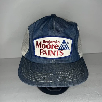 Sombrero de camionero vintage años 70 marca K imitación denim azul/blanco años 70 verdadero vintage Foto 1 de 4