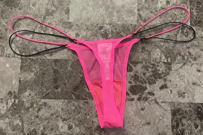 Victoria's Secret PINK - S Mesh Strappy Micro Thong Panty - Hot Pink Small - Image 1 of 4