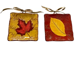 MWW Market Autumn Leaf Mini Plate Set  Wall Hanging Maple ElmThanksgiving - Picture 1 of 4