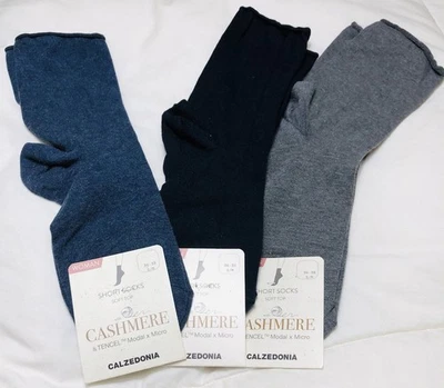 3 Pair Short Socks with Cashmere & Tencel Modal X Micro Gray, Dk Blue, Blue NWT - Image 1 of 4