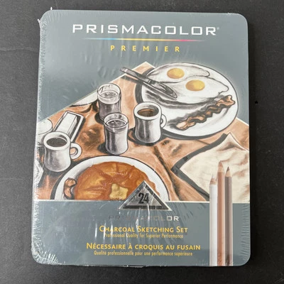 Набор эскизов Prismacolor 24262 Premier из 25 предметов уголь многоразовая металлическая жестяная банка - Изображение 1 из 4