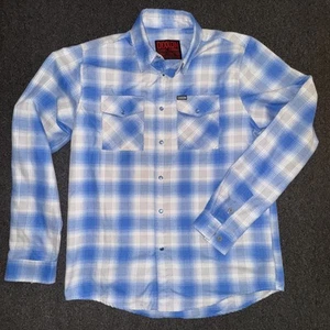 Dixxon Flannel Large Tall Form And Function Blue Check With Pearl Snap Buttons - Picture 1 of 8