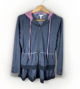 MATILDA JANE Wise and Wonderful Hoody Gray Tiered lace trim Size M EUC - Picture 1 of 7