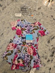 Posh Peanut Floral Blue Baby Girl Twirl Skirt Bodysuit Lacey-12-18  Months - NWT - Picture 1 of 13