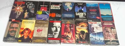 Stephen King Horror Movie Lot Of 16 VHS The Shining Salems Lot Carrie Creepshow Foto 1 de 4