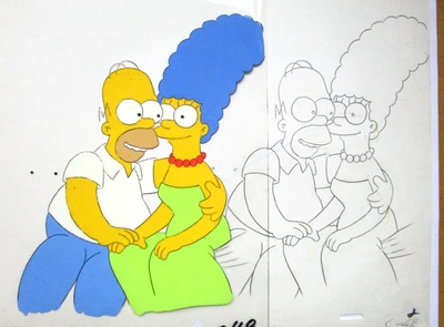 1990s SIMPSONS HOMER MARGE FOX ORIGINAL PRODUCTION CEL + DRAWING Bart dancing - Image 1 of 4