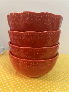 Pioneer Woman Red Toni 4.5" Ramekin Dip Sauce Small Bowls Set Of 4 Farmhouse - Picture 1 of 15