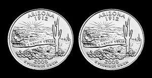 2008 P+D Arizona State BU Washington Statehood Quarter Set ~ From US Mint Rolls - Picture 1 of 2