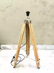 Nautical Teak Wood Adjustable Tripod Vintage Floor Stand Antique Style Tripod - Picture 1 of 13