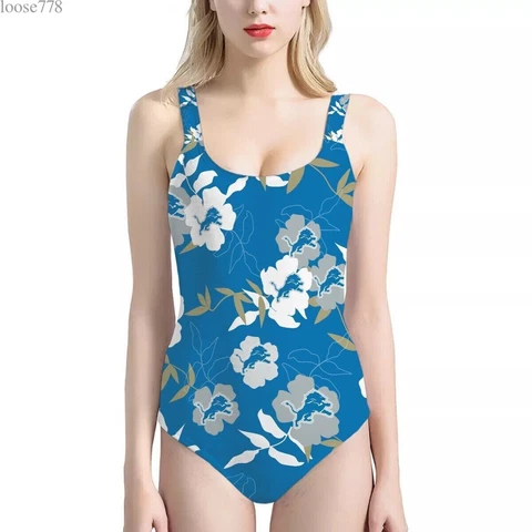 Detroit Lions Women's One Piece Swimsuit Bikini Beach Swimwear Bathing Wear Gift Cover