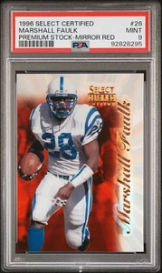 1996 Select Certified Mirror Red Premium Stock #26 Marshall Faulk /20 PSA 9 - Bild 1 von 2