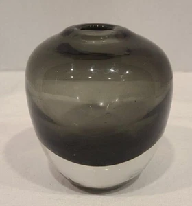 BoConcept Denmark Contemporary Modern Blown Glass Vase Smoke Gray 3 1/2" tall - Picture 1 of 7
