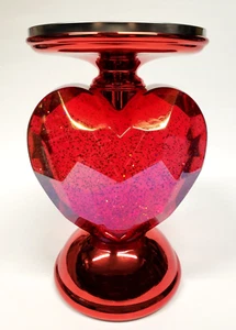 NEW! Bath and Body Works RED GLITTER HEART GLOBE Light up 3-Wick Candle Holder - Picture 1 of 8