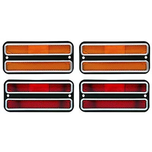 68-72 Chevy GMC Truck Front Amber & Rear Red Side Marker Light Lamps Set of 4 - Picture 1 of 3