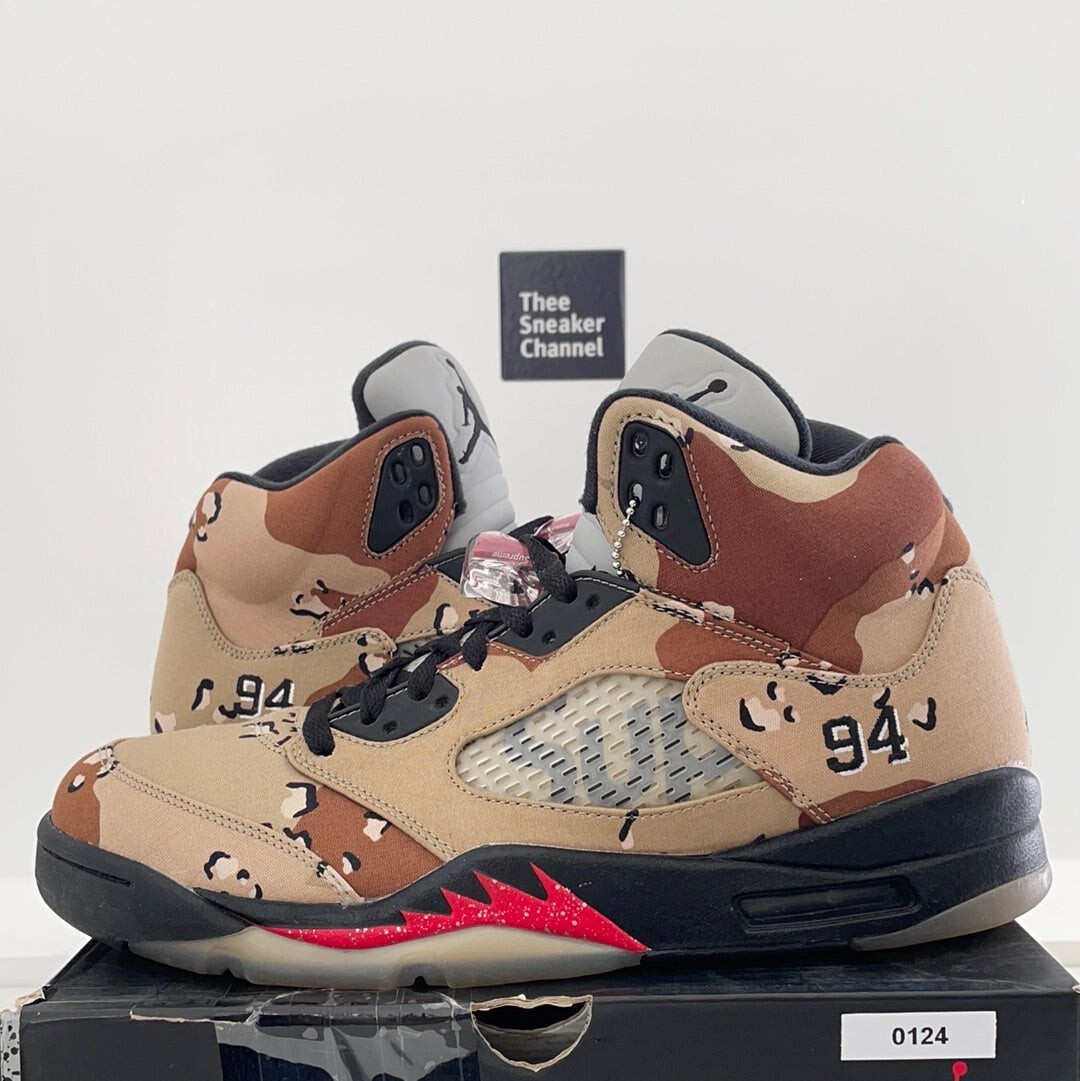Supreme x Air Jordan 5 Retro Desert Camo for Sale Supreme x Air Jordan 5 Retro Desert Camo for Sale