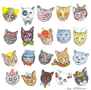 N809# 3 servilletas de papel individuales para decoupage mini fotos de patrón de cabezas de gato - Imagen 1 de 8