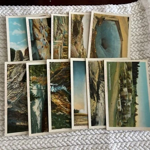 A set of 11 vintage Yellowstone Park postcards beautiful artwork - Picture 1 of 2