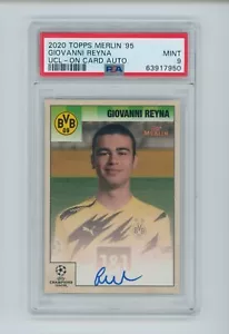 2020-21 Giovanni Reyna Topps Merlin Heritage On Card Autographed Card PSA 9 MINT - Picture 1 of 3