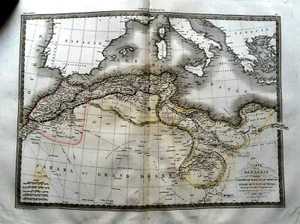 1827Original Gravur BARBAREI,MAROKKO,ALGERIEN,REGENZA VON TUNESIEN UND TRIPOLIS..LAPIE - Bild 1 von 3