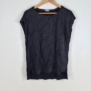 Yaya womens top size 40 aus 12 black short sleeve round neck viscose blend056297 - Picture 1 of 8