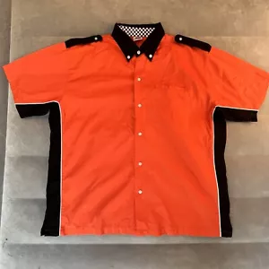 Speed Zone Race Gear Herren 3XL Pit Crew Kurzarm Hemd Knopf Orange/Schwarz - Bild 1 von 7