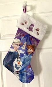 Medias de Navidad Disney Frozen Anna Elsa Olaf Azul Púrpura Plata 18" - Imagen 1 de 6