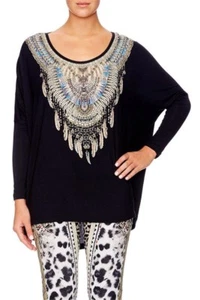 CAMILLA OVERSIZED LONG SLEEVE BLACK TEE TOP one sz as new - Picture 1 of 8