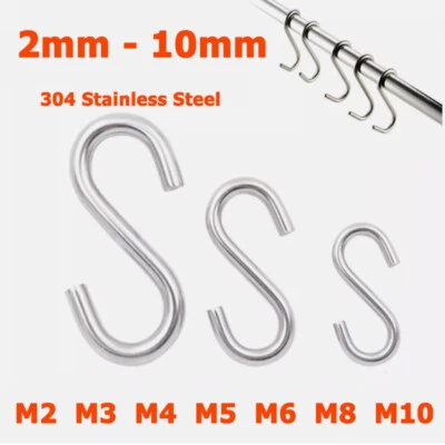 M2-M10 304 Acciaio Inox S Gancio Cucina Giardino Padella Utensili Appendiabiti - Immagine 1 di 4