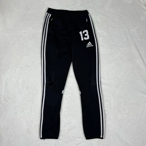 Adidas Sweatpants Boys Large Black Striped Stretch Waist 13 Zip Ankles 24x27.5 - Picture 1 of 15